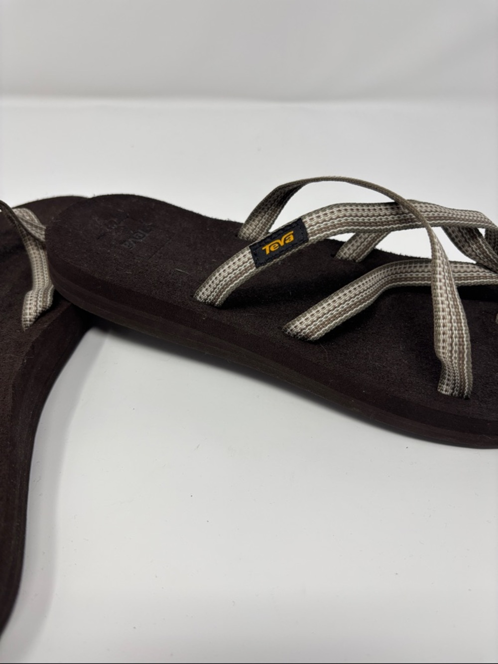 Teva Dark Brown Sandals with Light Beige Straps 9 - Picture 4 of 4